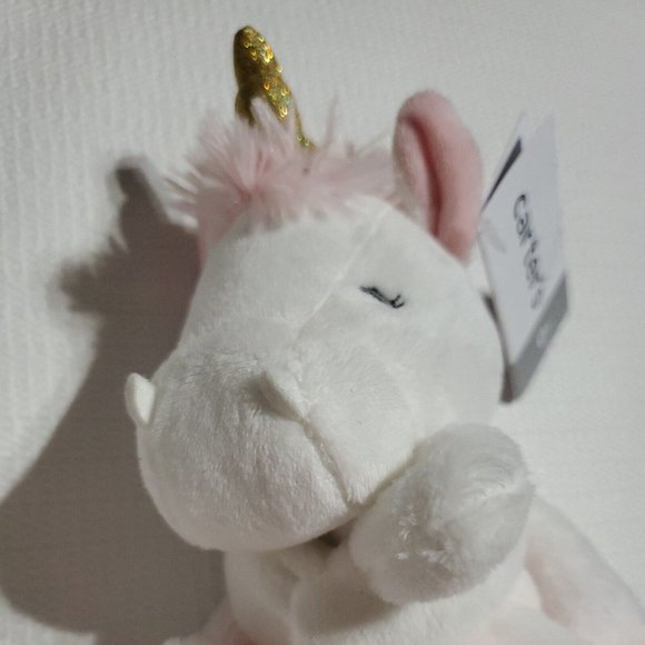 New Carter's Snuggle Buddy Security Blanket Soft White Pink Unicorn Horn NWT BB6 - Picture 3 of 10